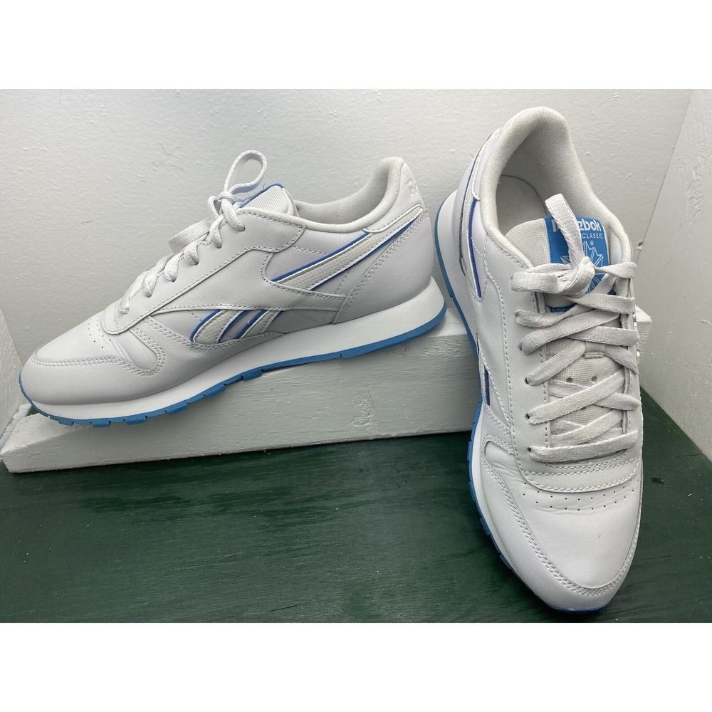 Reebok Classic Leather White Blue Mens Sneakers 49799 Size 9
